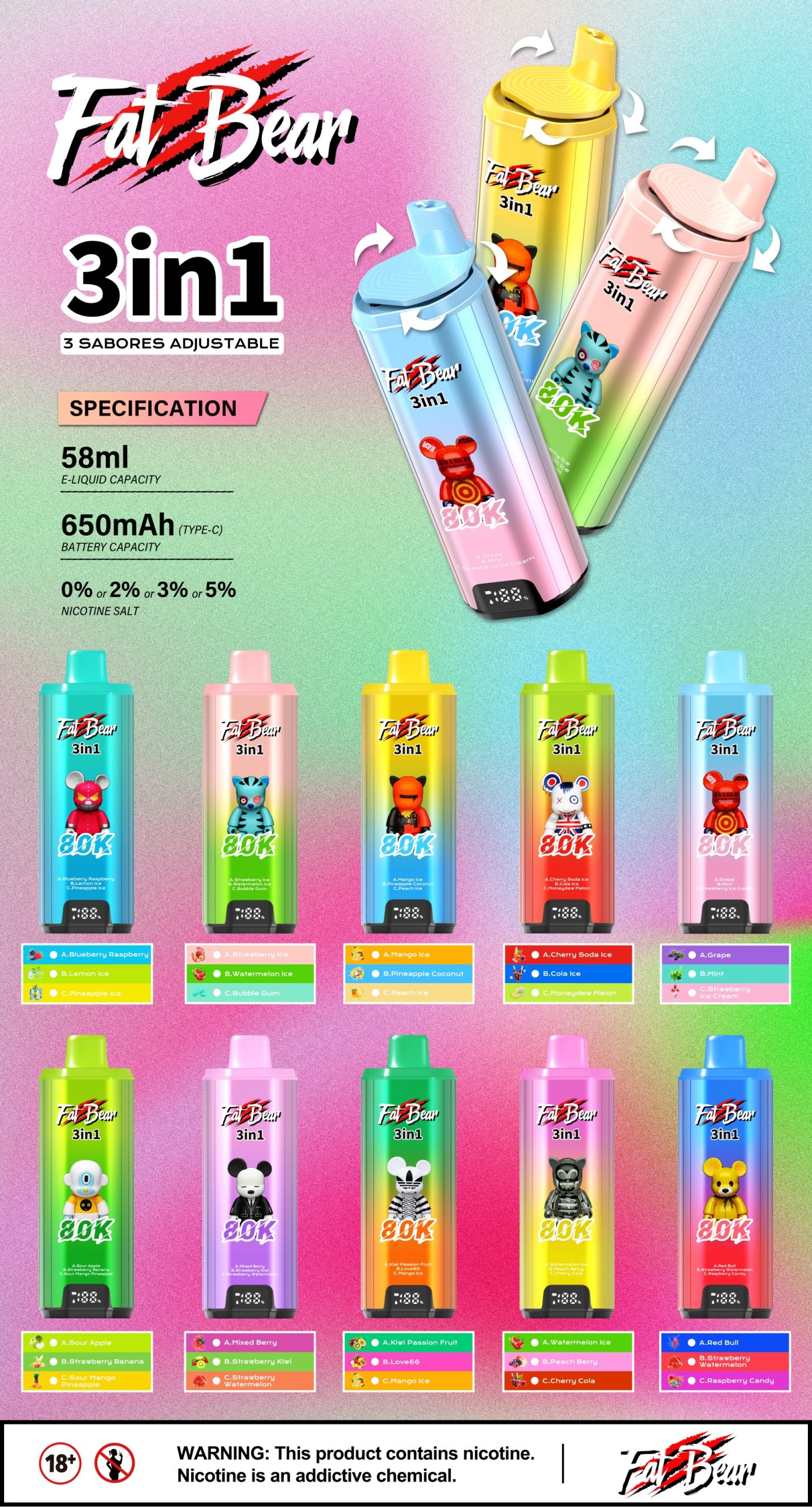 AIVONO FEAT BEAR 80K PUFFS