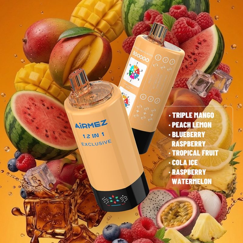 Airmez FOX 300k - TRIPLE MANGO、PEACH LEMON、BLUEBERRY RASPBERRY、TROPICAL FRUIT、COLA ICE、RASPBERRY WATERMELON Airmez FOX 300k - TRIPLE MANGO、PEACH LEMON、BLUEBERRY RASPBERRY、TROPICAL FRUIT、COLA ICE、RASPBERRY WATERMELON