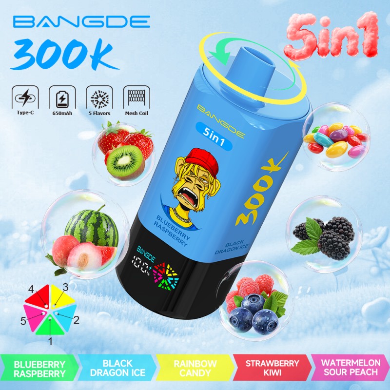 BangDe 300K puffs-Blueberry Raspberry Black Dragon Iced Rainbow Candy Strawberry Kiwi Watermelon Sour Peach BangDe 300K puffs-Blueberry Raspberry Black Dragon Iced Rainbow Candy Strawberry Kiwi Watermelon Sour Peach