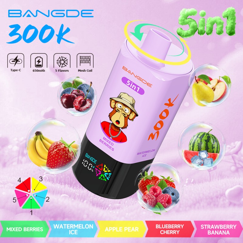 BangDe 300K puffs-Mixed Berries Watermelon Ice Apple Pear Blueberry Cherry Strawberry Banana BangDe 300K puffs-Mixed Berries Watermelon Ice Apple Pear Blueberry Cherry Strawberry Banana