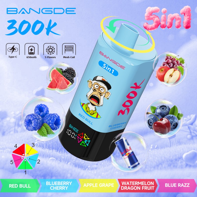 BangDe 300K puffs-Red Bull Blueberry Cherry Apple Grape Watermelon Dragon Fruit Blue Razz BangDe 300K puffs-Red Bull Blueberry Cherry Apple Grape Watermelon Dragon Fruit Blue Razz