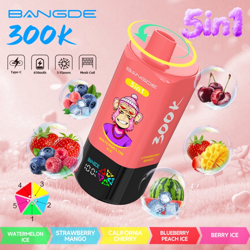 BangDe 300K puffs-Watermelon Ice Strawberry Mango California Cherry Blueberry Peach Ice Berry Ice BangDe 300K puffs-Watermelon Ice Strawberry Mango California Cherry Blueberry Peach Ice Berry Ice