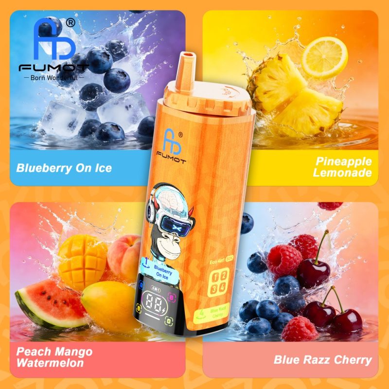 Fumot ECO 4in1 80K-Blueberry On Ice & Pineapple Lemonade & Peach Mango Watermelon & Blue Razz Cherry Fumot ECO 4in1 80K-Blueberry On Ice & Pineapple Lemonade & Peach Mango Watermelon & Blue Razz Cherry