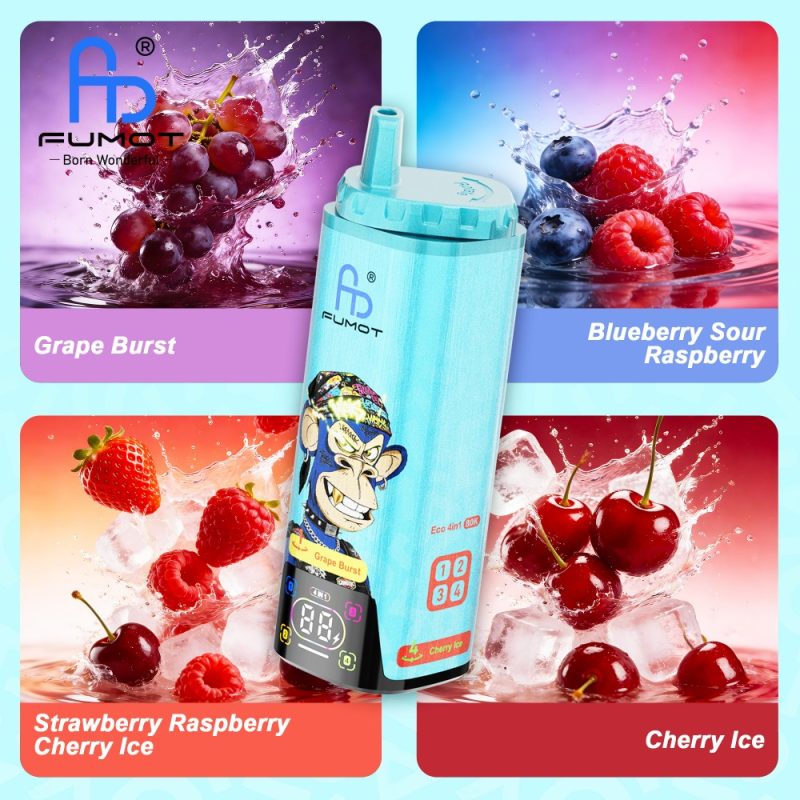 Fumot ECO 4in1 80K-Grape Burst & Blueberry Sour Raspberry & Strawberry Raspberry Cherry Ice & Cherry Ice Fumot ECO 4in1 80K-Grape Burst & Blueberry Sour Raspberry & Strawberry Raspberry Cherry Ice & Cherry Ice