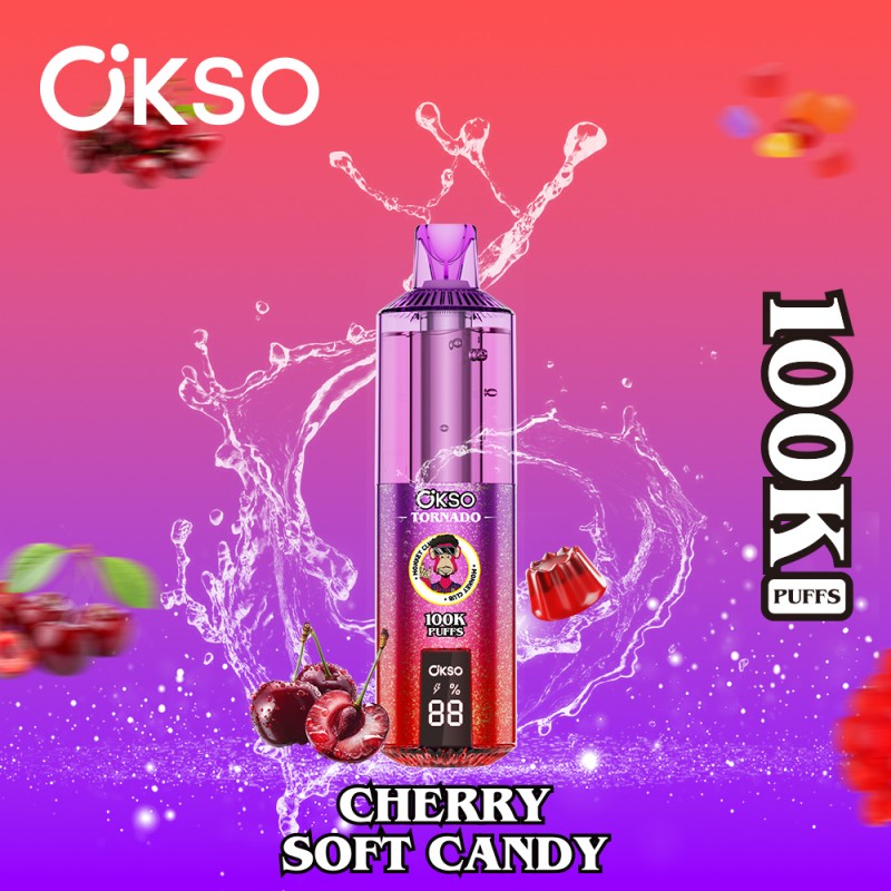 OKSO tornado 100k puffs-Cherry Soft Candy