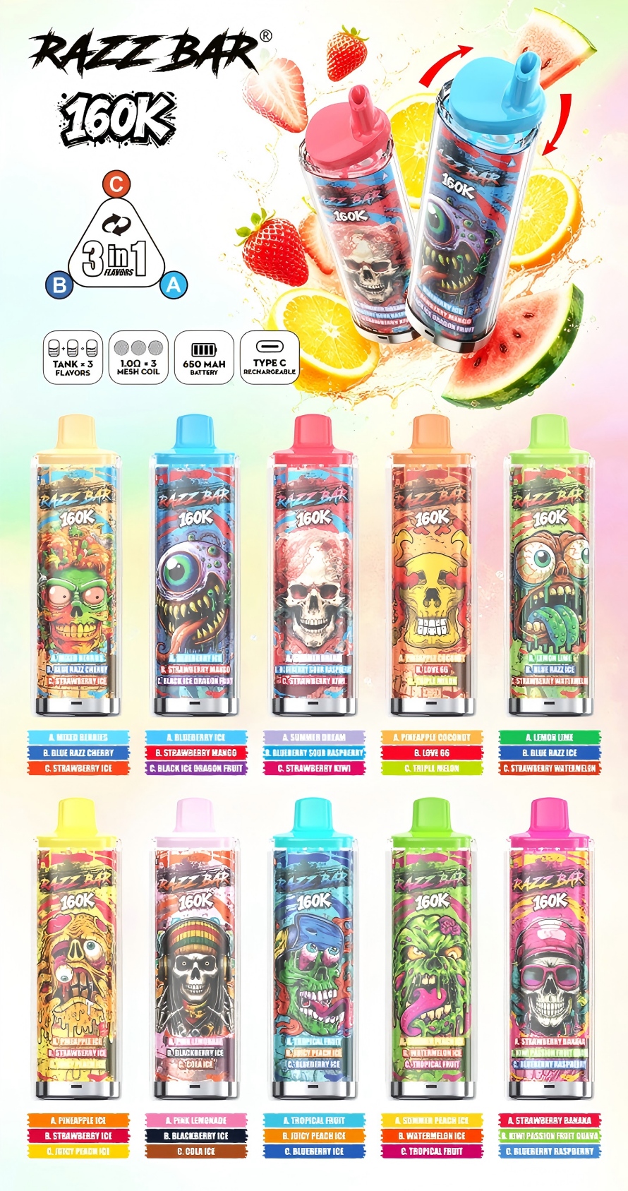 Razz bar 160K flavors Razz bar 160K flavors