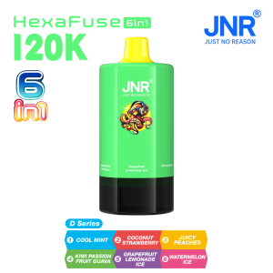 JNR HexaFuse 120K 6in1-Cool Mint+Coconut Strawberry+Juicy Peaches+Kiwi Passion Fruit Guava+Grapefruit Lemonade Ice+Watermelon Ice