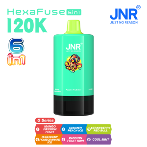 JNR HexaFuse 120K 6in1-Mango Passion Fruit+Summer Peach Ice+Strawberry Red Bull+Blueberry Pomegranate Ice+Passion Fruit Kiwi+Cool Mint