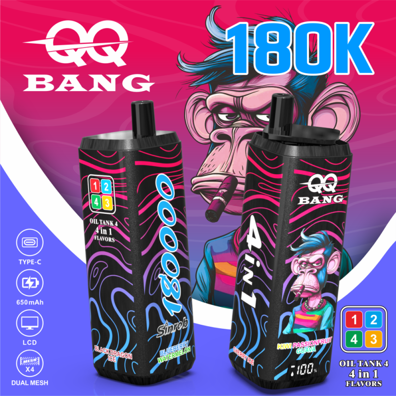 QQBANG 180K puffs-blueberry watermeloncherry icekiwi passionfruit guavablack dragon ice