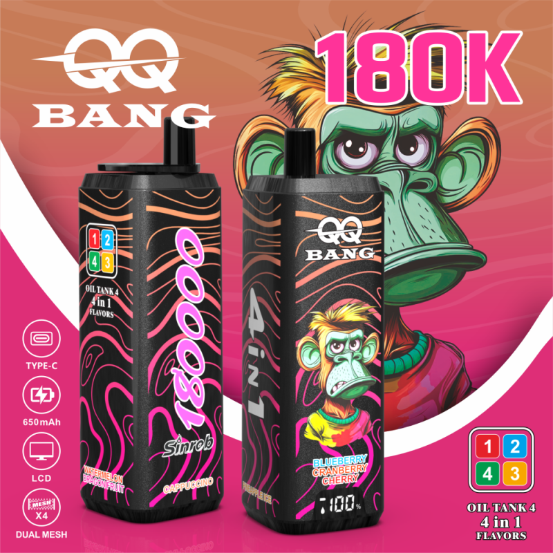 QQBANG 180K puffs-cappuccinopineapple iceblueberry cranberry cherrywatermelon dragon fruit