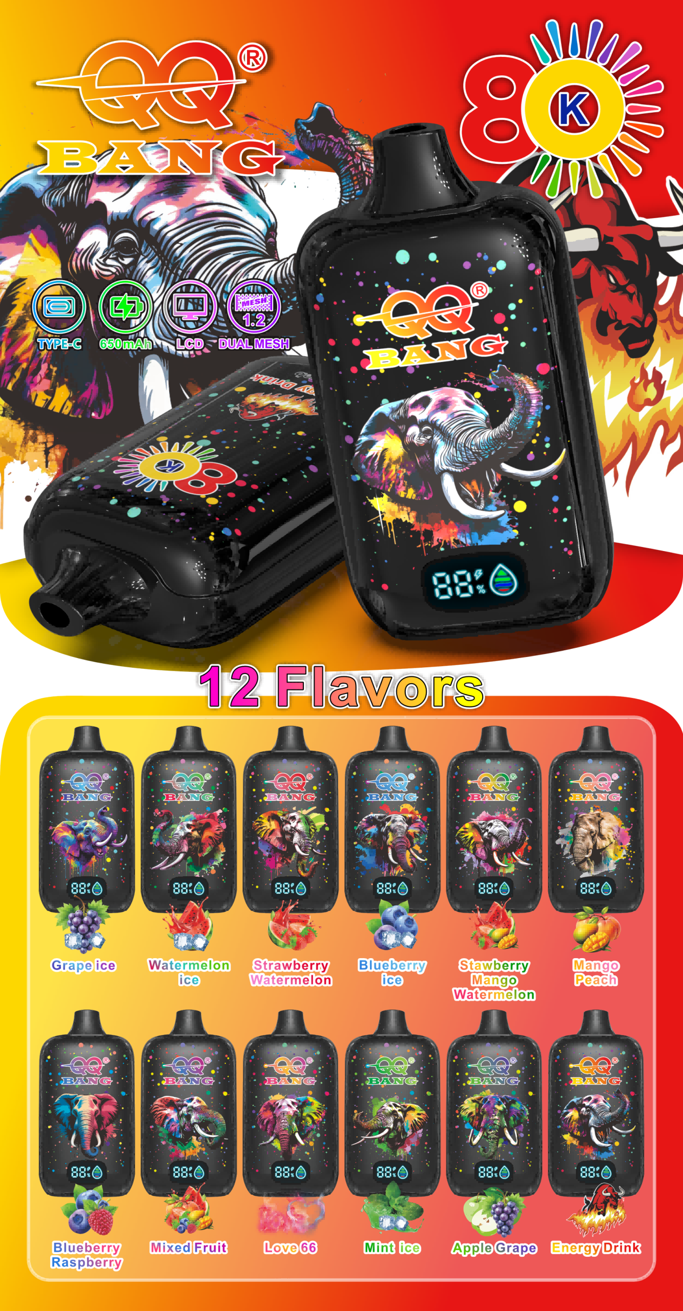 QQBANG 80K flavors