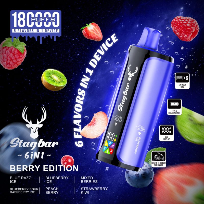 Stag bar 180K Puffs 6 IN 1-Berry Edition