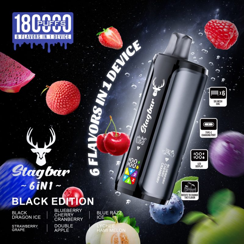Stag bar 180K Puffs 6 IN 1-Black Edition