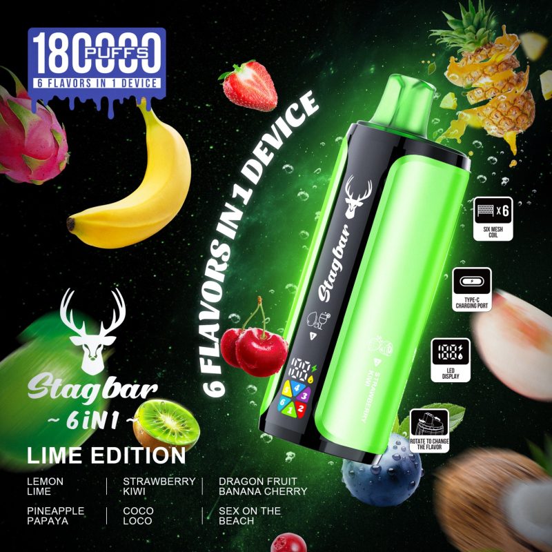 Stag bar 180K Puffs 6 IN 1-Lime Edition