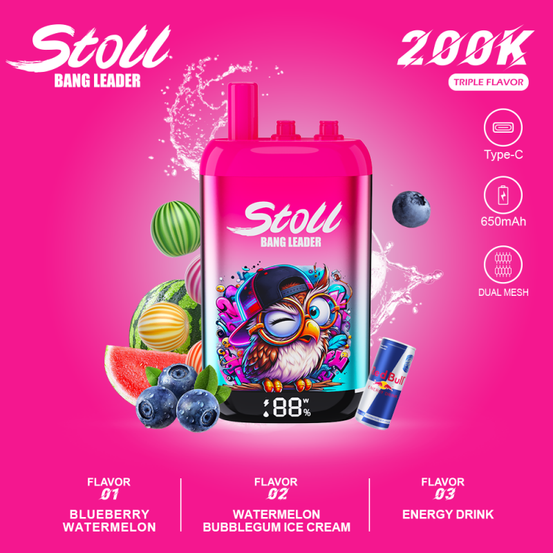 Bang Leader stoll 200K Triple Flavor-Bluebcrry Watermelon &Watermelon Bubblegum Ice Cream&energy drink Bang Leader stoll 200K Triple Flavor-Bluebcrry Watermelon &Watermelon Bubblegum Ice Cream&energy drink