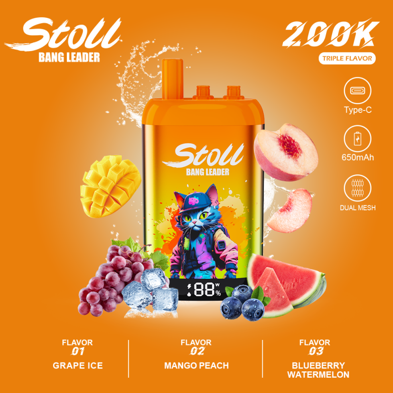 Bang Leader stoll 200K Triple Flavor-Grape IceMango PeachBlueberry Watermelon Bang Leader stoll 200K Triple Flavor-Grape IceMango PeachBlueberry Watermelon