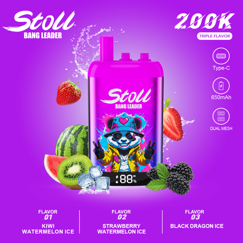 Bang Leader stoll 200K Triple Flavor-Kiwi Watermelon Ice & Strawberry Watermelon Ice & Black Dragon Ice Bang Leader stoll 200K Triple Flavor-Kiwi Watermelon Ice & Strawberry Watermelon Ice & Black Dragon Ice