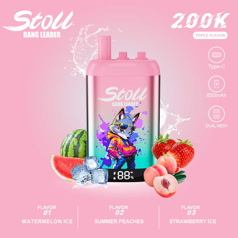 Bang Leader stoll 200K Triple Flavor-Watermelon Ice & Summer Peaches & StrawberryIce Bang Leader stoll 200K Triple Flavor-Watermelon Ice & Summer Peaches & StrawberryIce