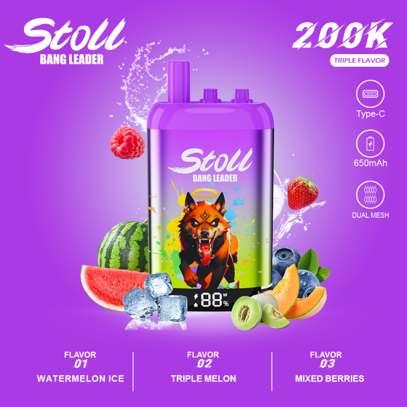 Bang Leader stoll 200K Triple Flavor-Watermelon Ice & Triple Melon & Mixed Berries Bang Leader stoll 200K Triple Flavor-Watermelon Ice & Triple Melon & Mixed Berries