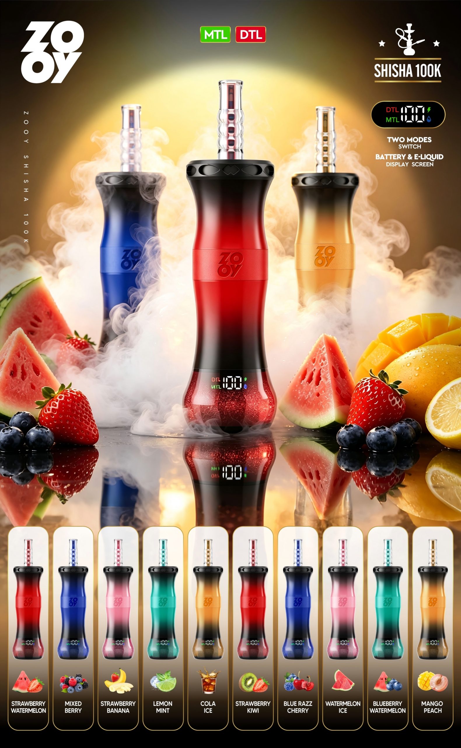 ZOOY Shisha Hookah 100K flavors